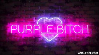 Purple Bitch gets penetrated by pounded machine and a real