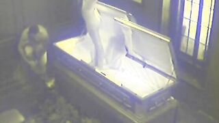 Filthy Lovers Fucking into Empty Coffin at Funeral