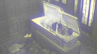 Filthy Lovers Fucking into Empty Coffin at Funeral