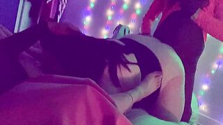 Interracial 3some with goth white Bbw & Hottie red haired