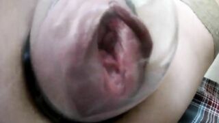 Filming her while she pumps her snatch before masturbation