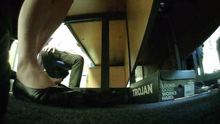 Nat having fun with her shoes under desk & shoes off