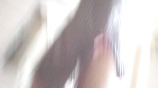 dressing wifey shows her bald shaved cunt, big legs