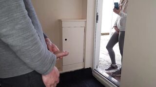 I pull out my dick into front of fit next door's