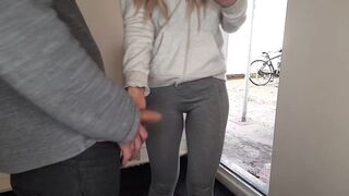 I pull out my dick into front of fit next door's