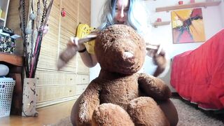 Your stepsister rides this long plushies to a kinky orgasm