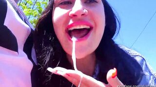 Fellatio challenge inside outdoor to a stranger, the bro thought