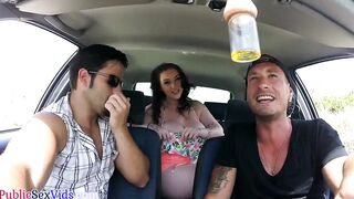 Big Boobed brit publicly sucks before outdoors sex