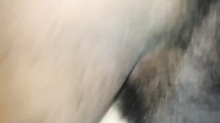 Monster ebony penis destroying little white butt