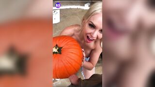Pumpkin Smashing with Blonde Long Titties KENZIE TAYLOR for Halloween