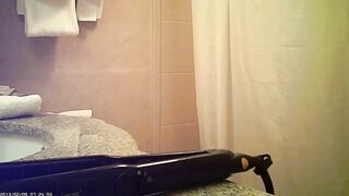 Thin oriental bimbos getting nude inside the toilet