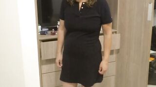 MY HISPANIC AND BUSHY WIFEY SHOWING OFF HER LONG BOOTY