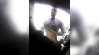 Side ho getting straightened out inside the parking lot inside