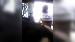 Side ho getting straightened out inside the parking lot inside