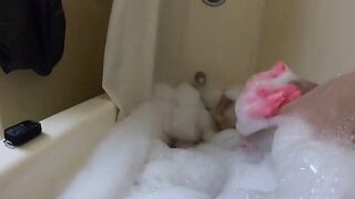Having a bubble bath tub