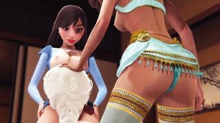 Disney Futa Three-Way - Mulan x Elsa x Jasmine -