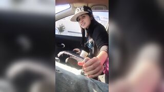 dyke offer friend hand job into vehicle