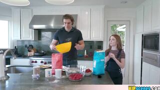 Extra tiny red haired teenagers Madie Collins is misbehaving inside the