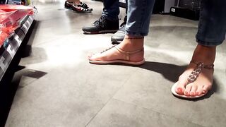 Her Bae big cougar foot, foot inside new sandals