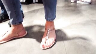 Her Bae big cougar foot, foot inside new sandals