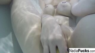 Nadia takes a hot tub with some pvc duckies