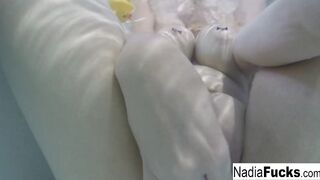 Nadia takes a hot tub with some pvc duckies