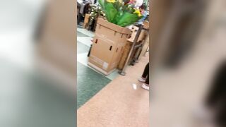 Hispanic eighteen candid butt into grocery store
