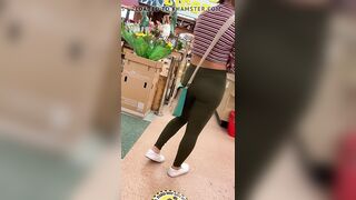 Hispanic eighteen candid butt into grocery store