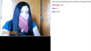 Dark Haired Omegle 18 Yo Flashes her Fantastic Melons