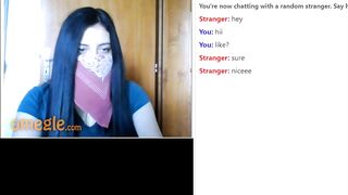 Dark Haired Omegle 18 Yo Flashes her Fantastic Melons