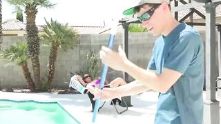 Mom Sofie Marie seduces pool boy for steamy babe sex