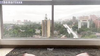 point of view my new Roommate Fucks me inside the Huge Window