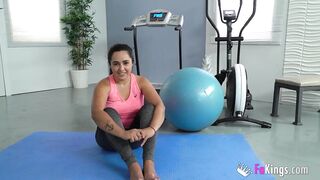 Chubby Hispanic teases and bangs her ebony personal coach