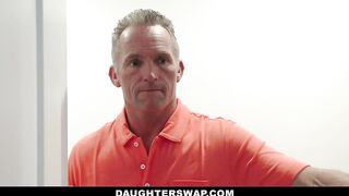 Adorable Blonde Eighteen Swap Spit And Cum With Bombshell Dads