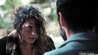 Female hobo impregnated with used condom and confronts dude