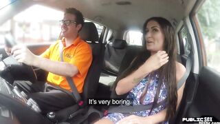 Big Boobed brit publicly riding her driving instructor