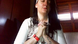 Nicoletta is your blasphemous nun and masturbates with a ble