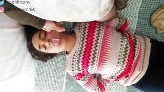 they throw cum on my face - first time they