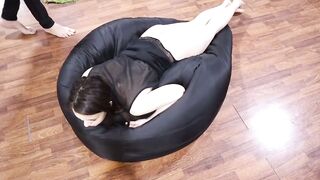 She gets heavy belt massage on her butt