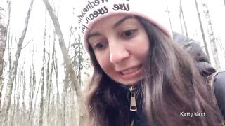 Peeing on her underwear into the woods while nobody sees