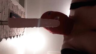 Using three holes incredible with fucking machine