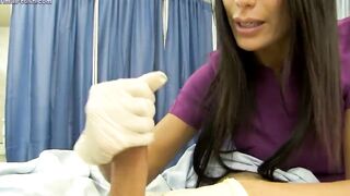Nurse offer gloved hand job