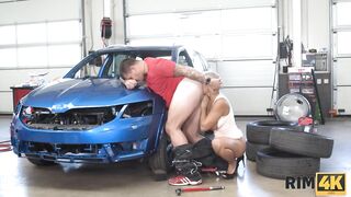 RIM4K. Buzzed bitch is going to lick mechanics anus right