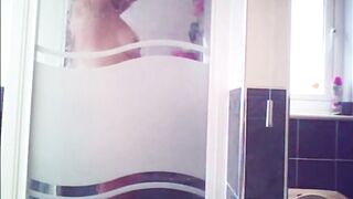 See her take a shower - sexy floppy melons and