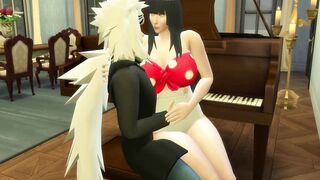 Animated ecchi Cap two jiraiya went to play the piano