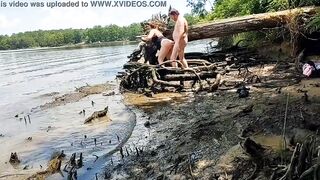 Thick wifey pounded into the mud on a nature walk