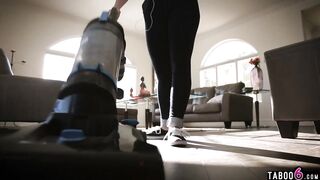 Long boobs maid Angela White caught young dude jerking and