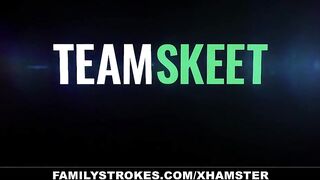 FamilyStrokes - Step Milf and Adorable 18 Tag Team On Stepdad