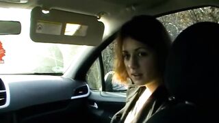 German women stinky foot inside vehicle