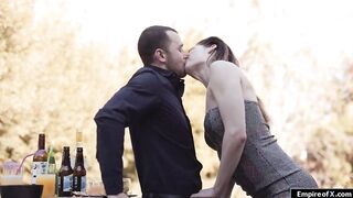 Dark Hair fiance blowjobs then gets boned by friends hubby